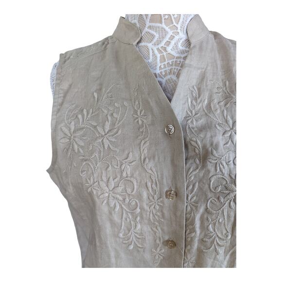 NWT Carole Little 100% Linen Button Down Tank S - Picture 4 of 7